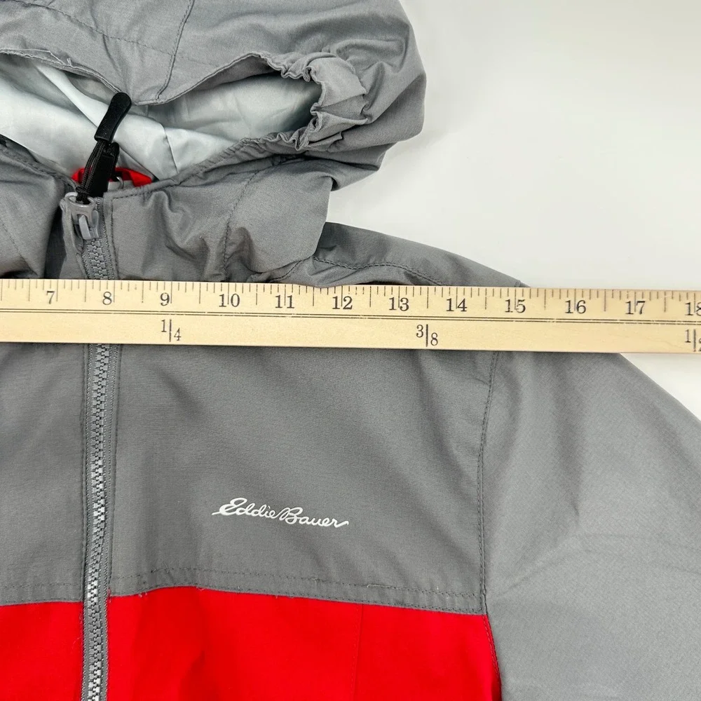 Eddie Bauer Kids Red Gray‎ Hooded Windbreaker Jacket Size S 7 8 Lightweight